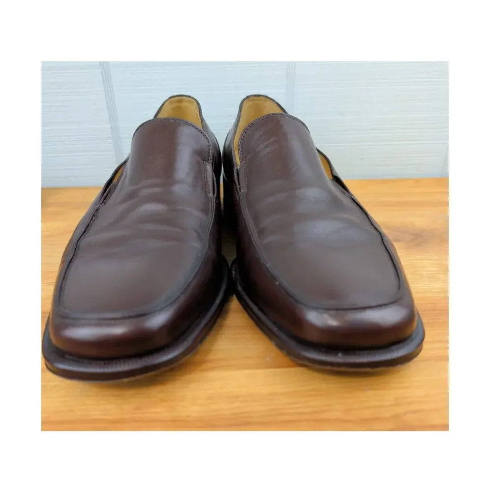 Bruno Magli Mens Brice Brown Leather Dress Shoes 12 Wide Slip On Loafers Italy